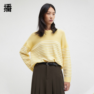 【100%羊毛】播商场同款设计师胶囊系列24秋冬圆领毛衣BDR4SD4044