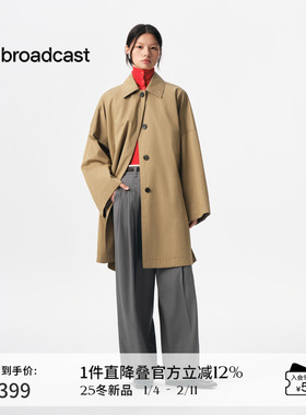 播商场同款卡其色宽松气质风衣女25秋季新款翻领外套BDS3FD3102