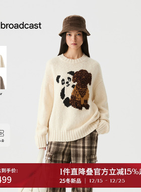 播圆领减龄提花针织衫女25冬季新款宽松休闲软糯毛衣DDS4SD5196