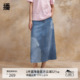 播牛仔半身裙女夏季 复古印花小个子高腰a字裙DDR2BD5505