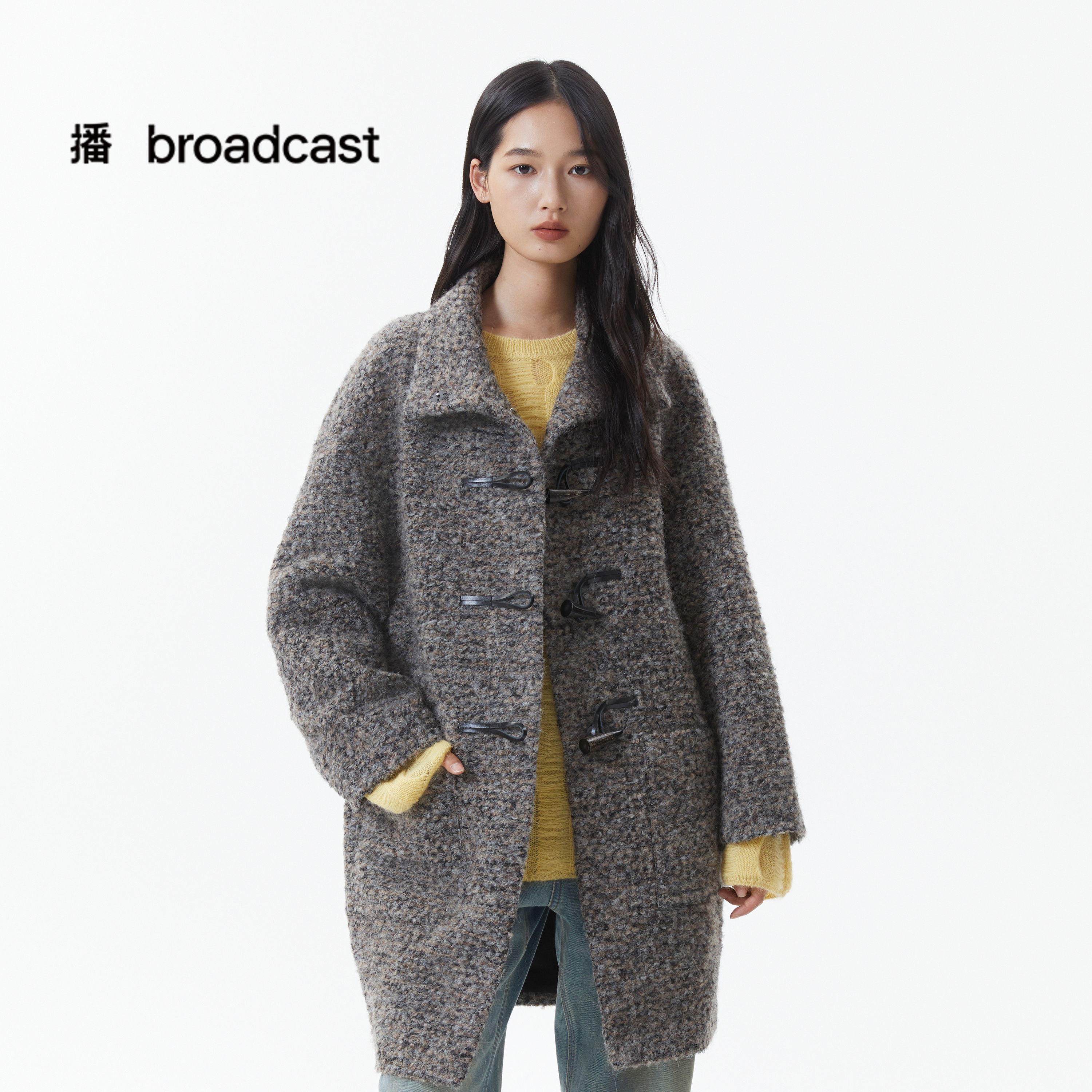 简约翻领中长款