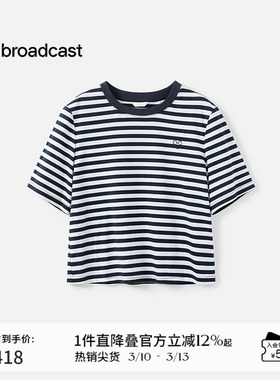播商场同款迪士尼米奇系列短袖T恤女春夏夏条纹上衣BDS3YD3019