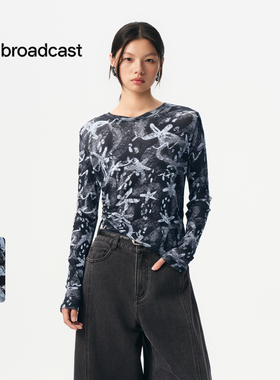 播商场同款宽松气质圆领T恤女春秋通勤长袖上衣BDS3YD3041