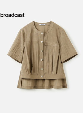 播商场同款复古气质休闲短袖衬衫女25夏季新款通勤衬衣BDS7CD2910