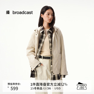 播假两件拼接短外套女秋冬连帽宽松随性上衣DDS4PD5236