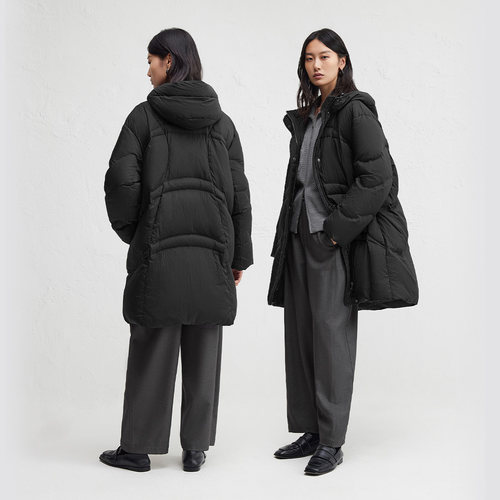 播休闲宽松连帽羽绒服女24冬新款中长款防寒保暖外套DDR4RD5130