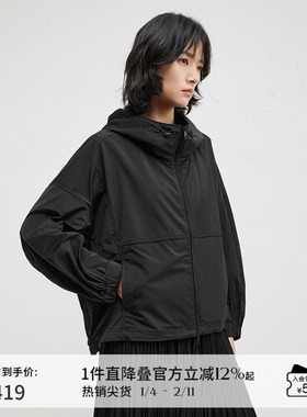 播商场同款黑色慵懒短外套女户外穿搭春秋休闲宽松上衣BDR8WD3361