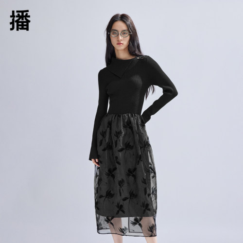 播新中式提花连衣裙女商场同款