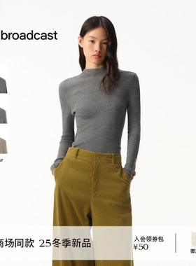 【100%羊毛】播商场同款修身半高领针织衫女25秋冬新款BDS4SD3684