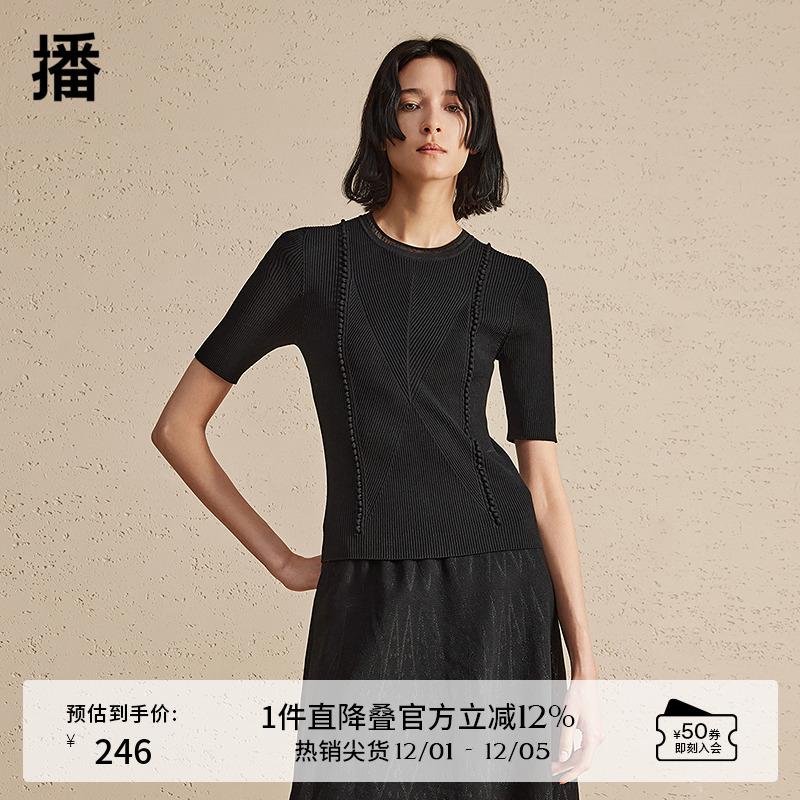 层次感罗纹圆领，立体编织绗线