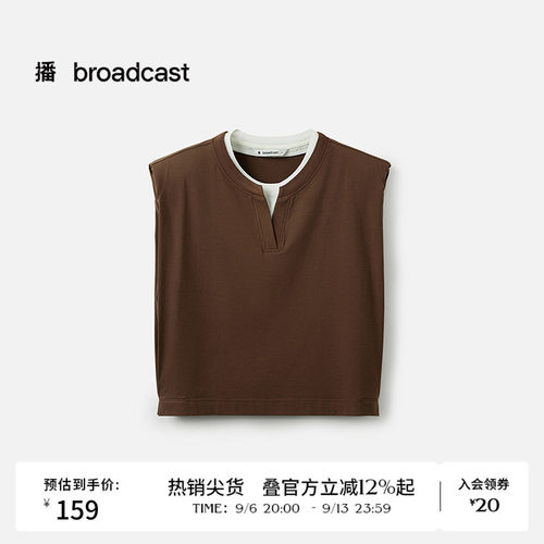 假两件无袖圆领