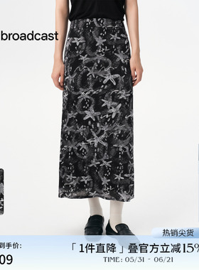 播商场同款针织提花半身裙女春夏新品洋气开叉长裙BDS3BD4822