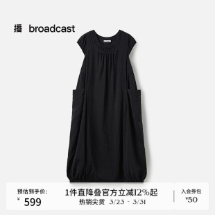 宽松短袖 新款 连衣裙BDS7LD2956 黑色花苞裙女夏季 播商场同款