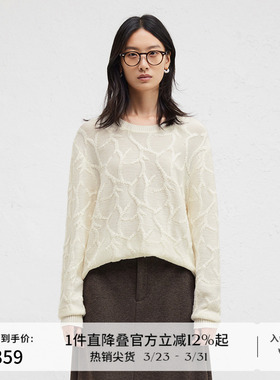 【100%羊毛】播商场同款圆领针织衫女24秋冬温柔毛衣BDR4SD3868