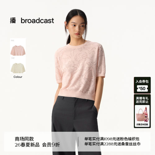 播商场同款提花短袖针织衫女26夏季新款轻薄气质上衣BDT2SD1509