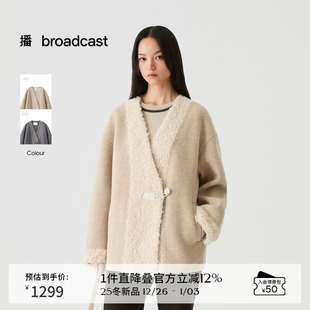 宽松毛呢外套女冬季 播短款 通勤上衣DDS4AD5131 100%羊毛