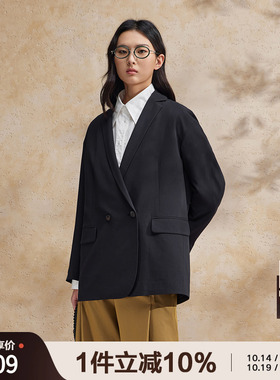 播黑色西装外套女商场同款2024春夏小个子短款小西服BDR2XD1139