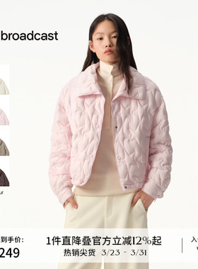 播商场同款粉色轻薄宽松短款几何绗线羽绒服女冬新款BDS4RD3834