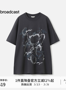 播商场同款慵懒宽松印花T恤女春夏美式短袖上衣BDS3YD3037