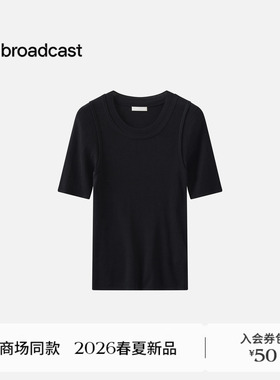播商场同款休闲圆领短袖T恤女26春季新款修身显瘦上衣BDT1SD1032
