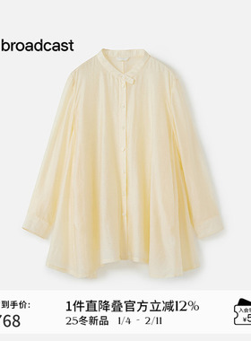 播商场同款圆领别致宽松衬衫女25早秋新品洋气长袖衬衣BDS3CD4648