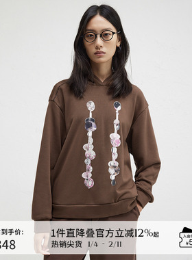 播商场同款Houzichao联名休闲宽松印花24冬新连帽卫衣BDR4VD3992