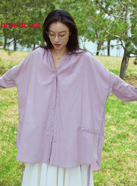 【倪妮同款】播紫色中式长袖衬衫女25夏季新款轻薄衬衣BDS2CD2460