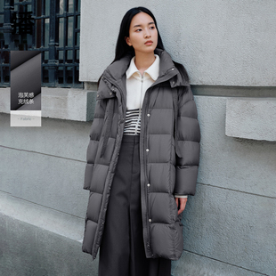 播商场同款 外套BDR4RD4115 白鹅绒连帽半高领羽绒服女24冬新中长款