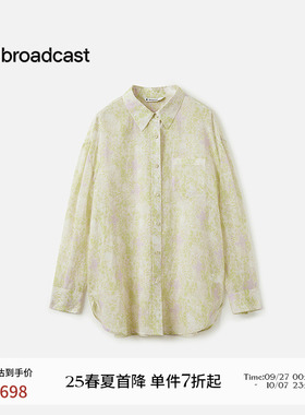 播商场同款长袖印花苎麻衬衫女25夏季新款宽松薄外套BDS7CD4508