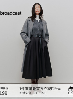 播商场同款倪妮同款慵懒韩系中长款24冬新羊毛呢外套女BDR4AD3727