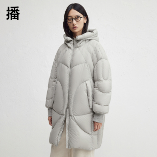 播商场同款 宽松显瘦外套BDR4RD3553 保暖连帽领羽绒服女24冬新款