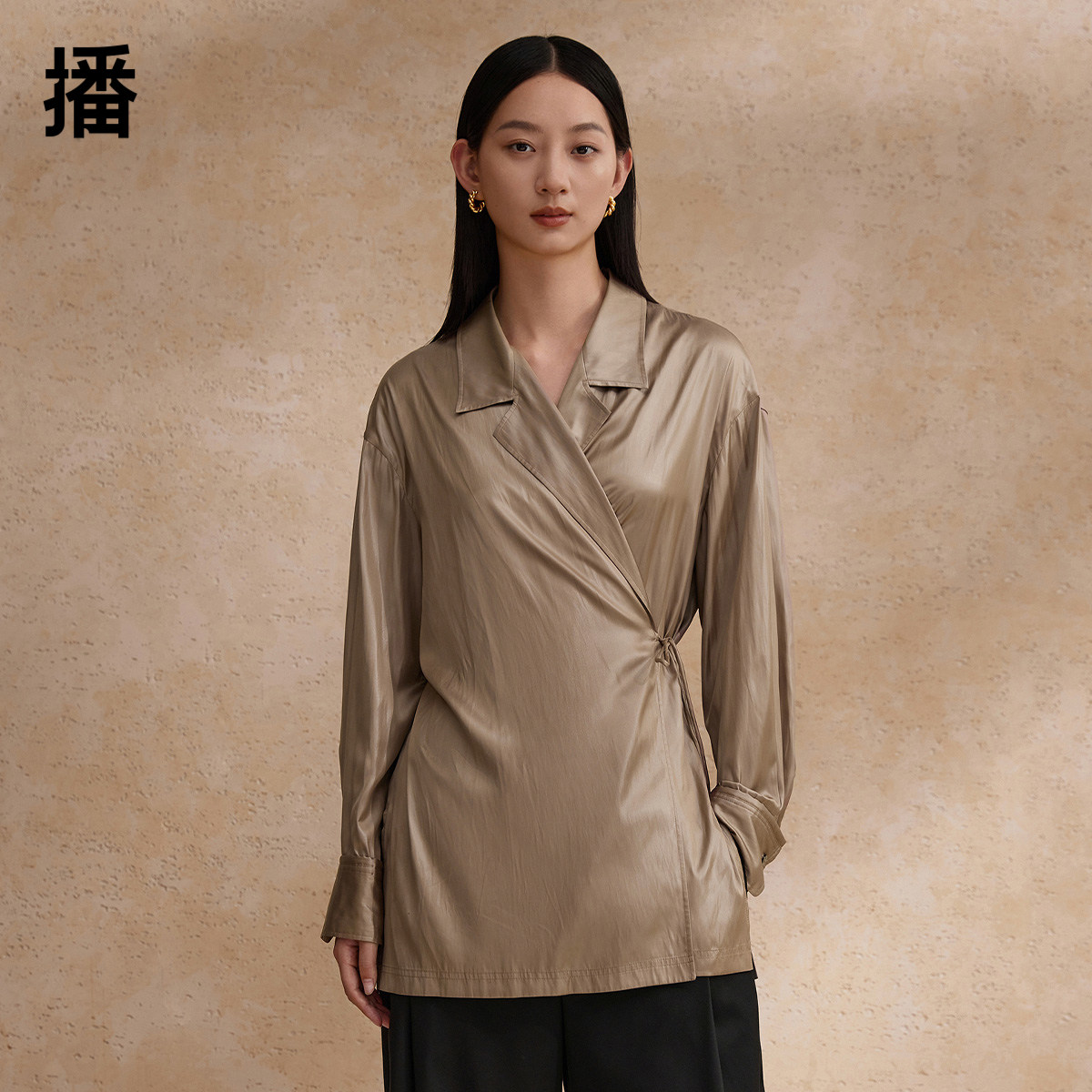 播小众西装领衬衫女商场同款不规则翻领长袖上衣BDR2CD0949