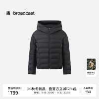 播26秋冬新品黑色短款连帽鸭绒羽绒服女轻薄保暖外套DDT4RD2025