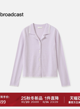 播紫色洋气花边针织开衫女25秋季新款气质长袖上衣DDS4UD5145