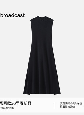 播商场同款100%羊毛无袖连衣裙女26春季新款收腰小黑裙BDT1LD1040