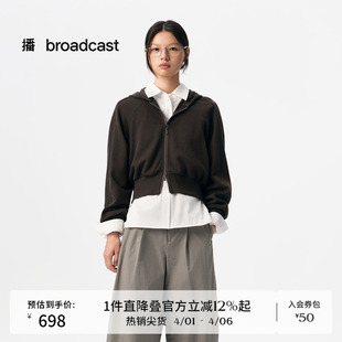 新款 慵懒上衣BDS3WD3512 休闲连帽拉链短外套女秋季 播商场同款