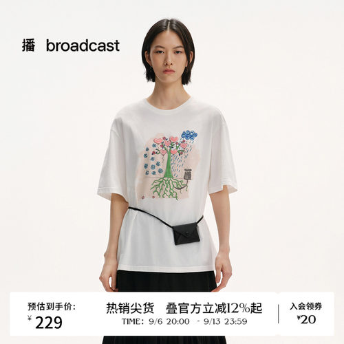 播夏季宽松印花短袖T恤女季圆领休闲上衣BDS2YD2727