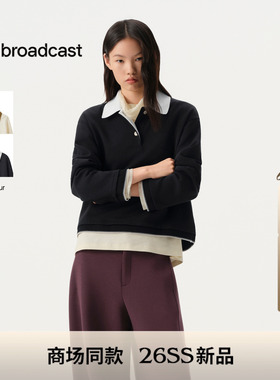 播商场同款撞色POLO领卫衣女26春季新品宽松上衣BDT1VD1226