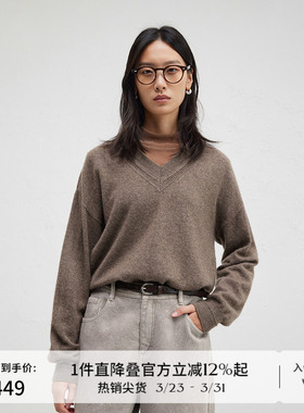 【100%山羊绒】播商场同款洋气显瘦V领气质针织毛衣女BDR4SD3824