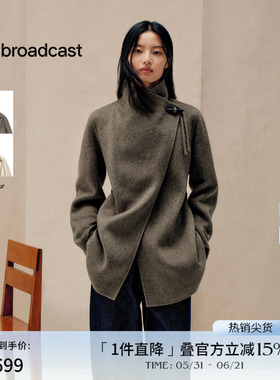 播商场同款优雅复古高腰短款羊毛呢外套女秋冬新款BDS4AD3642