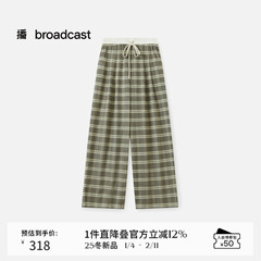 播时髦格子直筒休闲裤女秋季复古洋气长裤DDS4KD5153