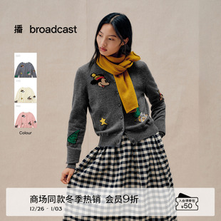 新款 女25冬季 BDS4UD3721 迪士尼米奇系列休闲针织开衫 播商场同款