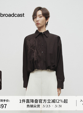 播商场同款中式刺绣衬衫外套女春新花苞下摆短款上衣BDS1WD1403