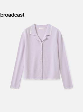 播紫色洋气花边针织开衫女25秋季新款气质长袖上衣DDS4UD5145