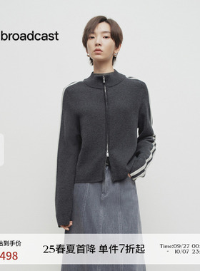 【羊毛】播商场同款半高领运动风拉链针织开衫女25春BDS1UD12661