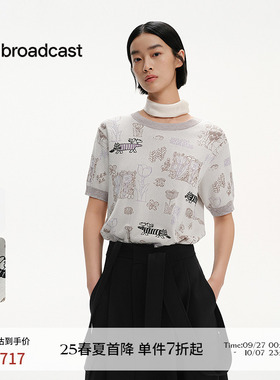 播商场同款Lisa Larson联名提花短袖针织上衣女25夏新BDS2SD2099