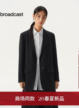 播商场同款黑色通勤西装外套女26春季新款宽松职场西服BDT1XD1125