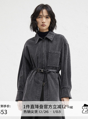 播商场同款美式宽松拉链短外套女24冬新款开叉下摆上衣BDR4WD3769