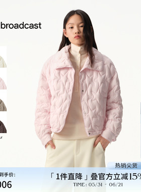播商场同款粉色轻薄宽松短款几何绗线羽绒服女冬新款BDS4RD3834