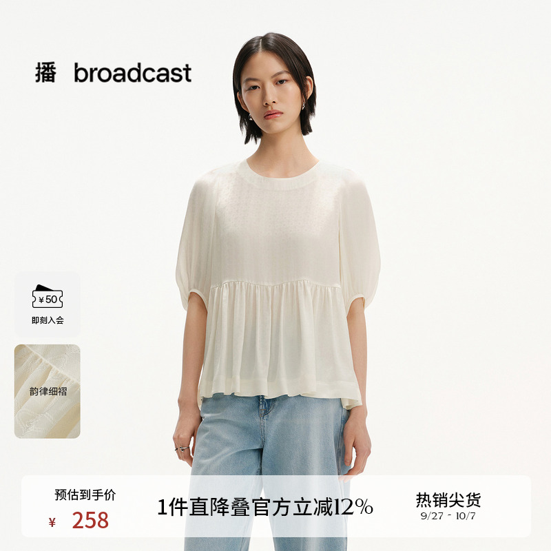 复古泡泡袖，暗影花纹